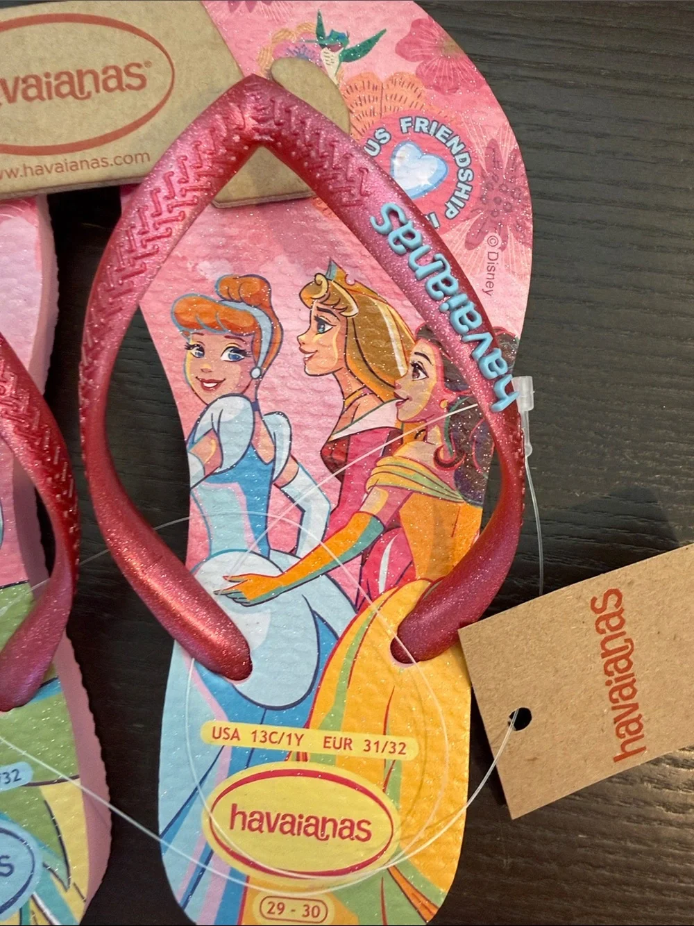 NWT Havaianas Kids Gorgeous Pink Disney Princess Sandals! Size 13/1!